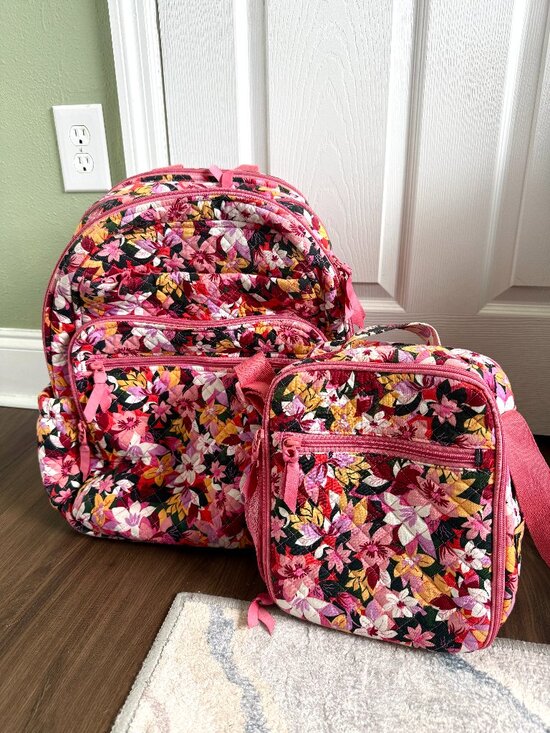 Vera Bradley Campus Backpack and Crossbody Lunchbox Pink Floral Pattern main image 8